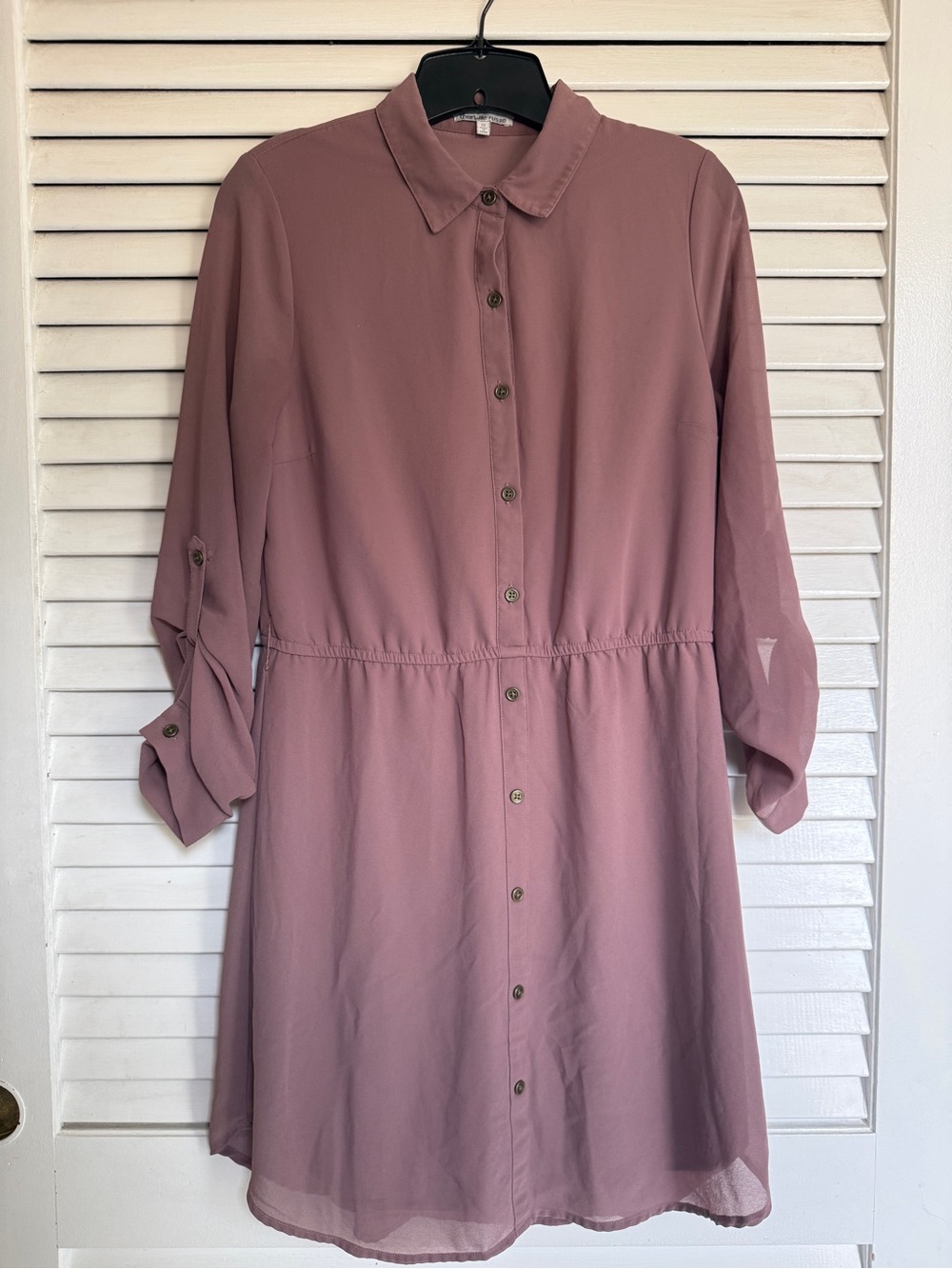 Charlotte Russe Dusty Mauve Button-Front Shirt Dress